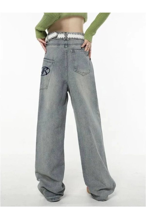 Y2K Loose Fit Logo Jeans - 2000s Fashion, Nostalgia Outfits, Vintage Style