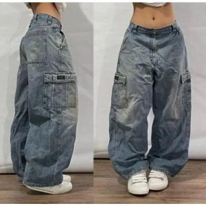 Y2K Oversized Pocket Jeans - 2000s Fashion, Nostalgia & Vintage Style