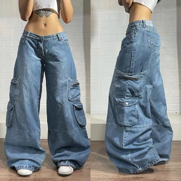 Y2K Oversized Pocket Jeans - 2000s Fashion, Nostalgia & Vintage Style