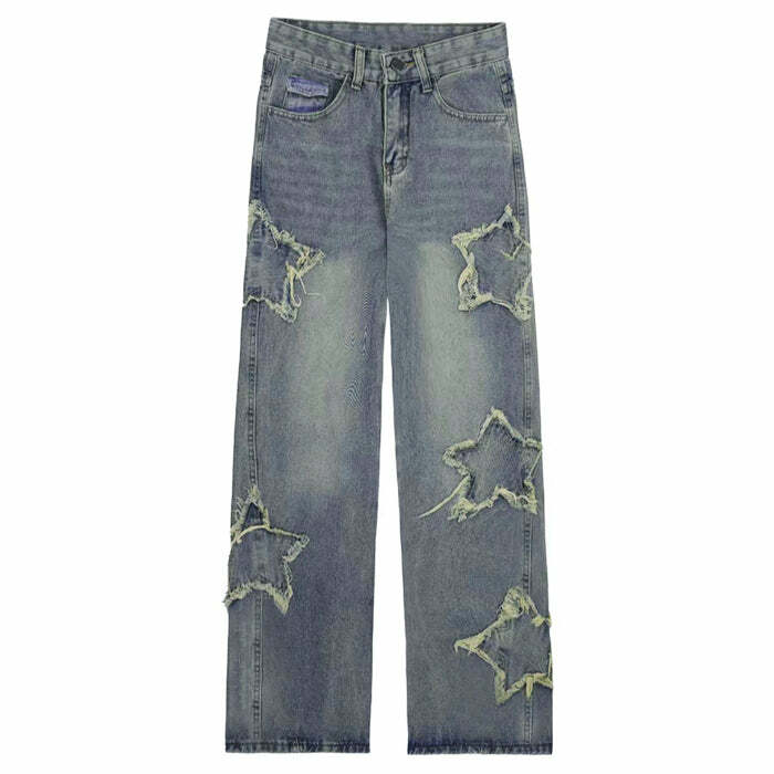 Y2K Star Baggy Jeans - Nostalgia 2000s Fashion, Real Y2K Outfits, Trashy Style